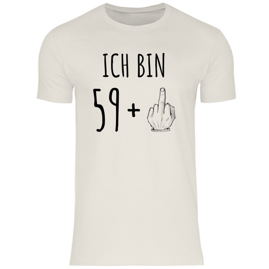 Herren T-Shirt "Ich bin 59 plus Mittelfinger" beige