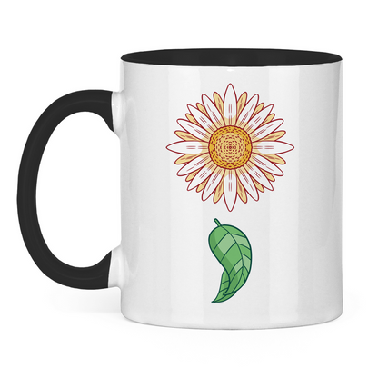 Tasse zweifarbig "Gänseblümchen mit Blatt" schwarz