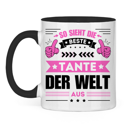 Tasse "So sieht die beste Tante der Welt aus" weiß/schwarz