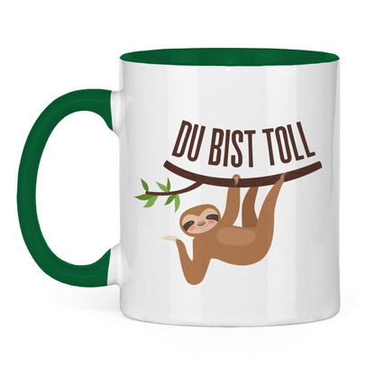 Tasse zweifarbig "Du bist toll" (Faultier-Motiv)