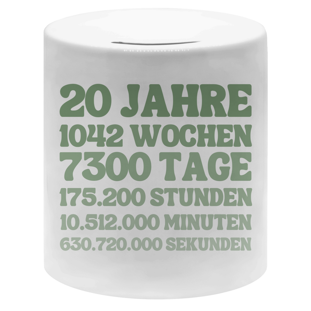 Spardose "20 Jahre, 1042 Wochen, 7300 Tage"