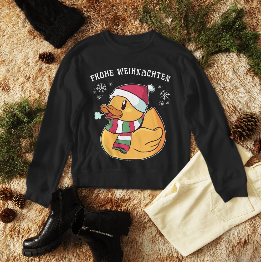 Damen Premium Bio Sweatshirt "Frohe Weihnachten" (Weihnachts-Ente)