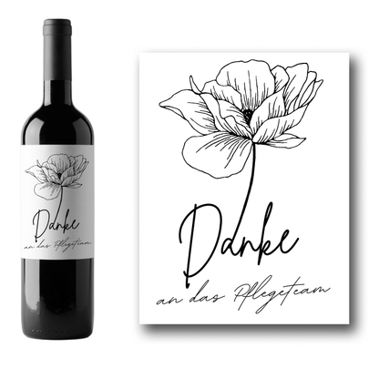 Flaschenetikett "Danke an das Pflegeteam"