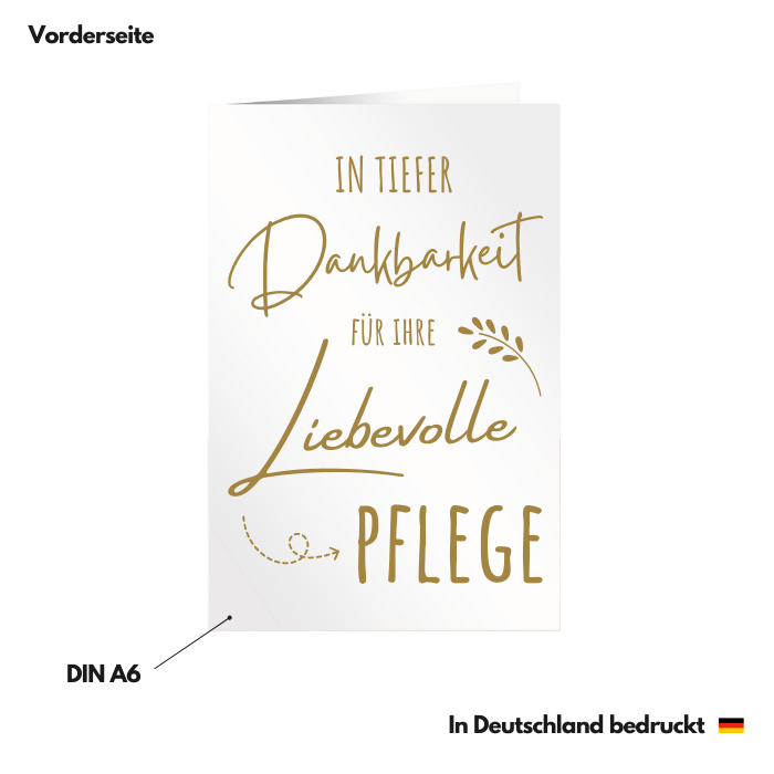 Karte "In tiefer Dankbarkeit für Ihre liebevolle Pflege"
