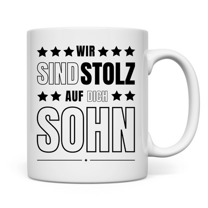 Tasse "Wir sind stolz auf dich Sohn"