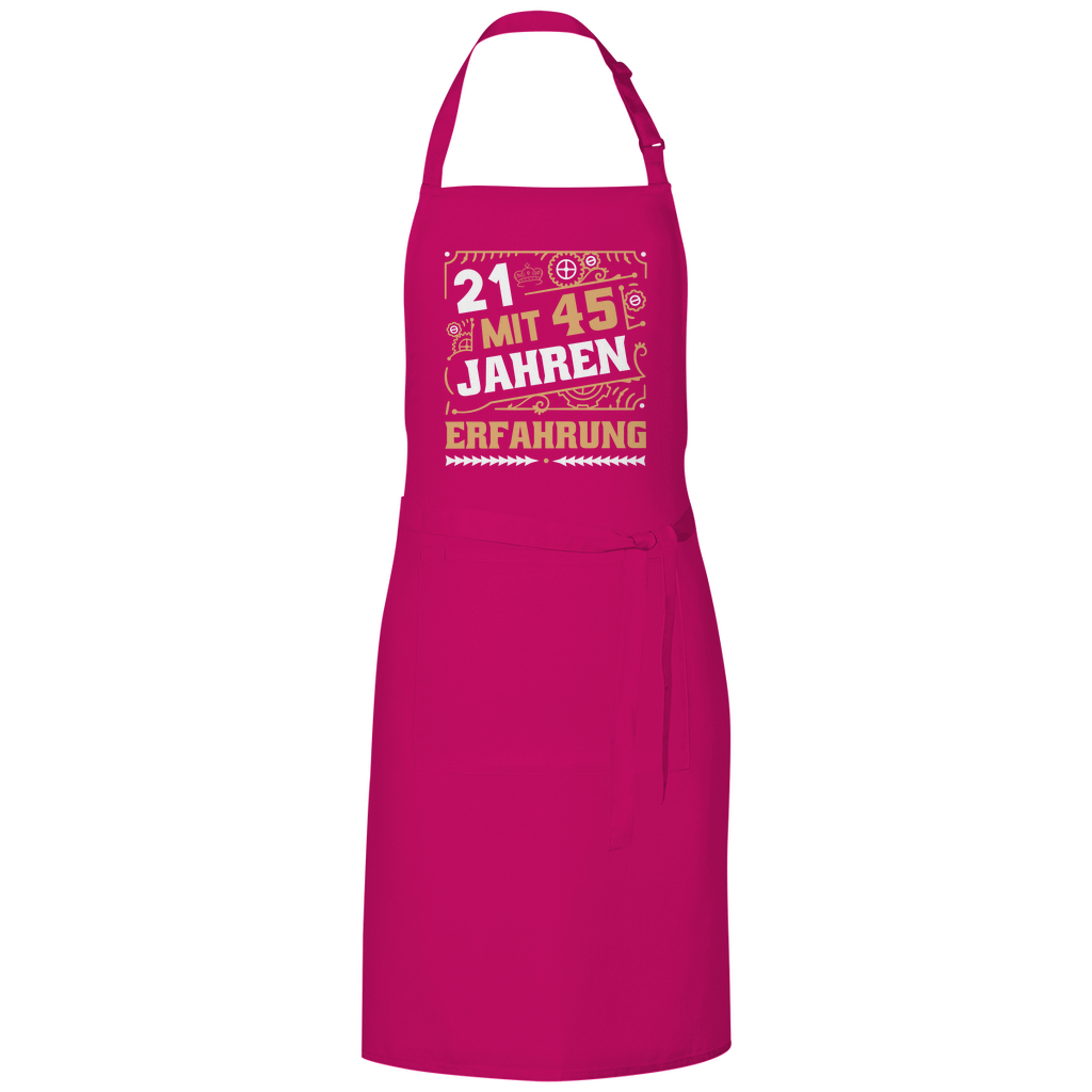 Grillschürze "21 mit 45 Jahren Erfahrung" pink
