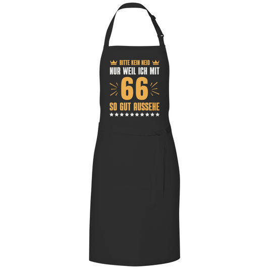 Grillschürze "Bitte kein Neid, nur weil ich mit 66" (Orangenes Motiv)
