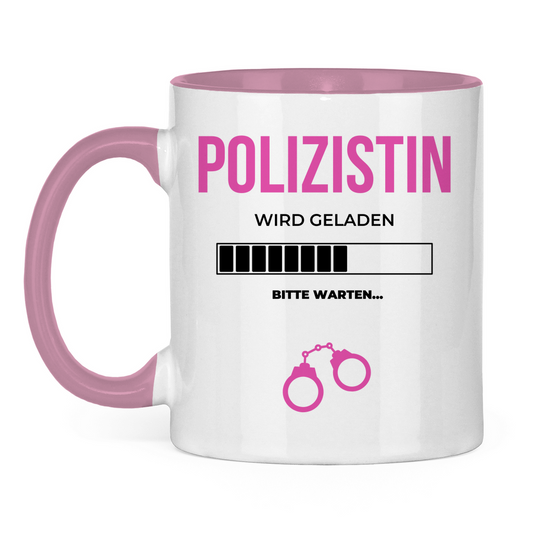 Tasse zweifarbig "Angehende Polizistin" Pink