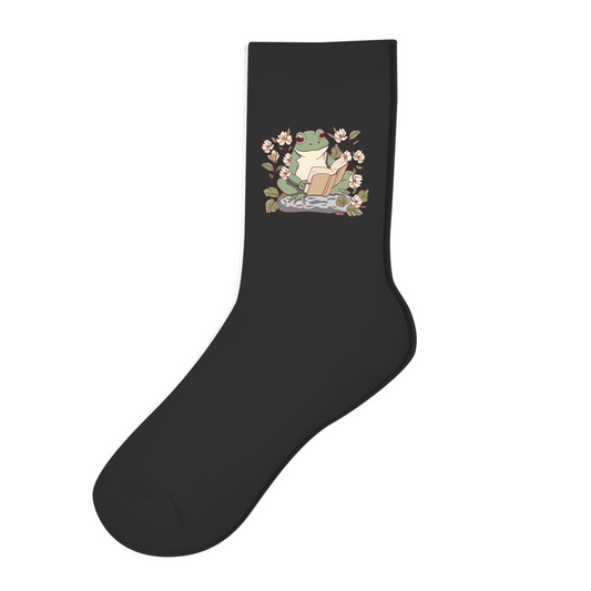 Socken "Frosch liest Buch" schwarz