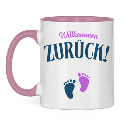 Tasse "Willkommen zurück" (Babyfüße) pink