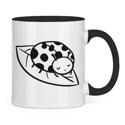 Tasse "Niedlicher Marienkäfer auf einem Blatt"
