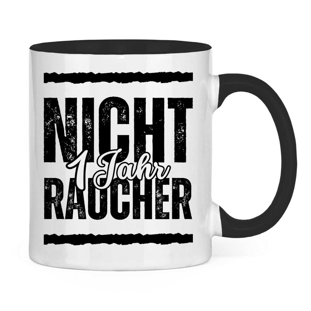 Tasse zweifarbig "1 Jahr Nichtraucher"