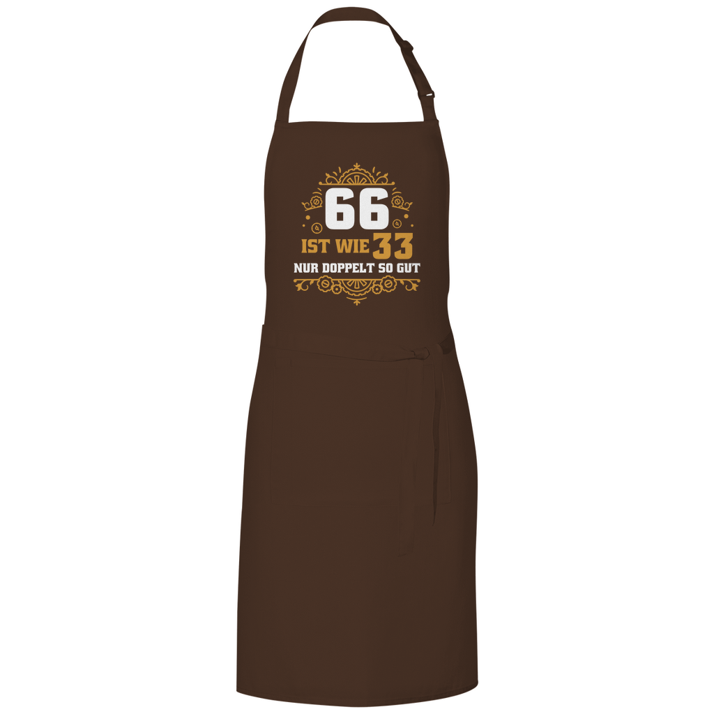 Grillschürze "66 ist wie 33 nur doppelt so gut" braun
