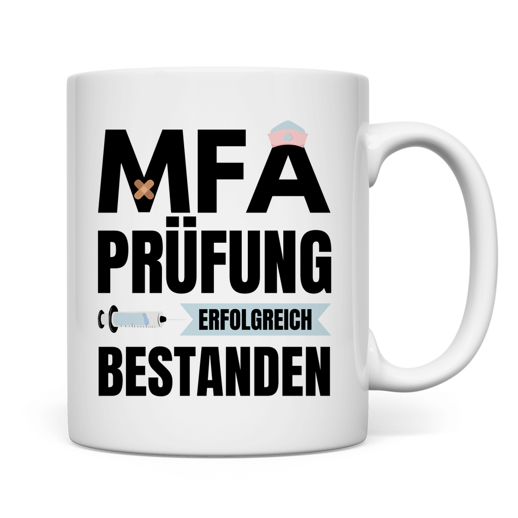 Tasse "MFA Prüfung erfolgreich bestanden"