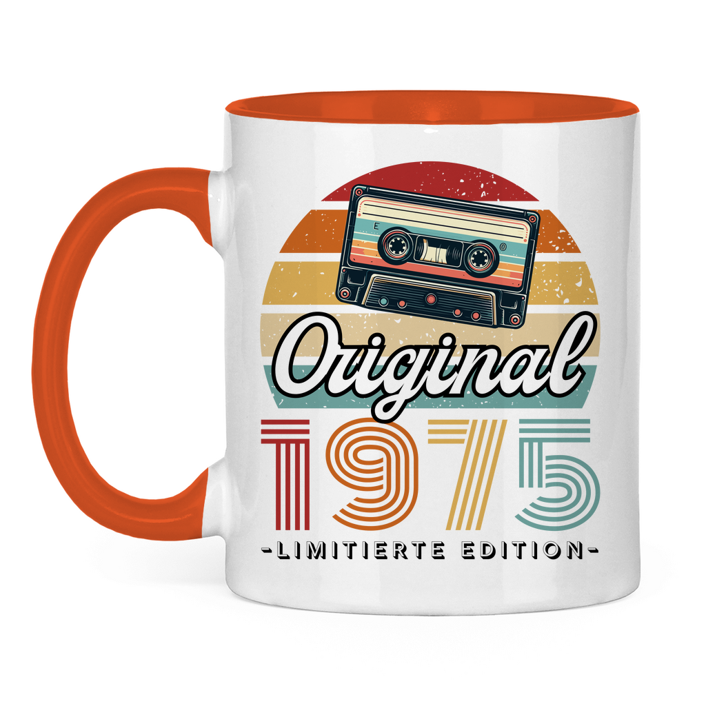 Tasse "Original 1975" (Kassetten Retro Stil) weiß/rot