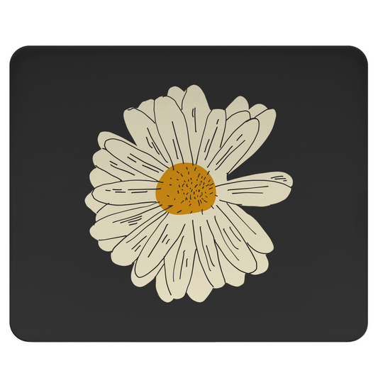 Mousepad "Minimalistisches Gänseblümchen" schwarz