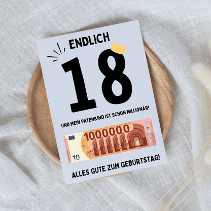 Poster "Endlich 18 und mein Patenkind ist schon Millionär" (DIN A4)