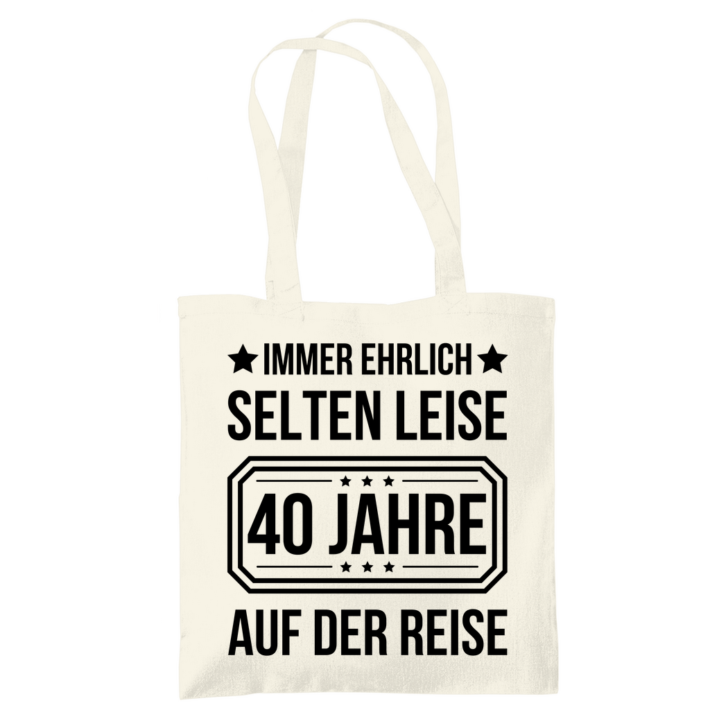 Tragetasche "Immer ehrlich, selten leise, 40 Jahre auf der Reise"