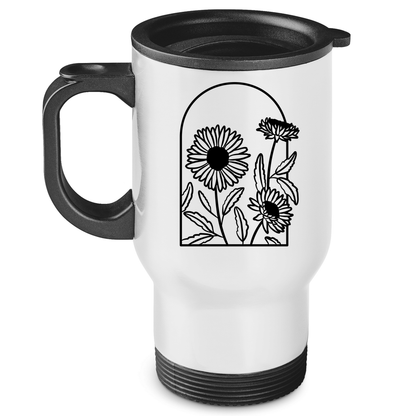 Edelstahl-Thermobecher "Elegante Gänseblümchen"