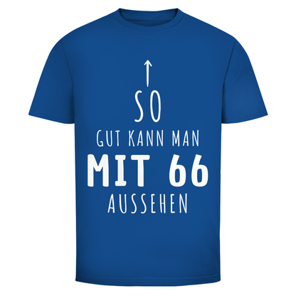 Herren T-Shirt "So gut kann man mit 66 Jahren aussehen" blau