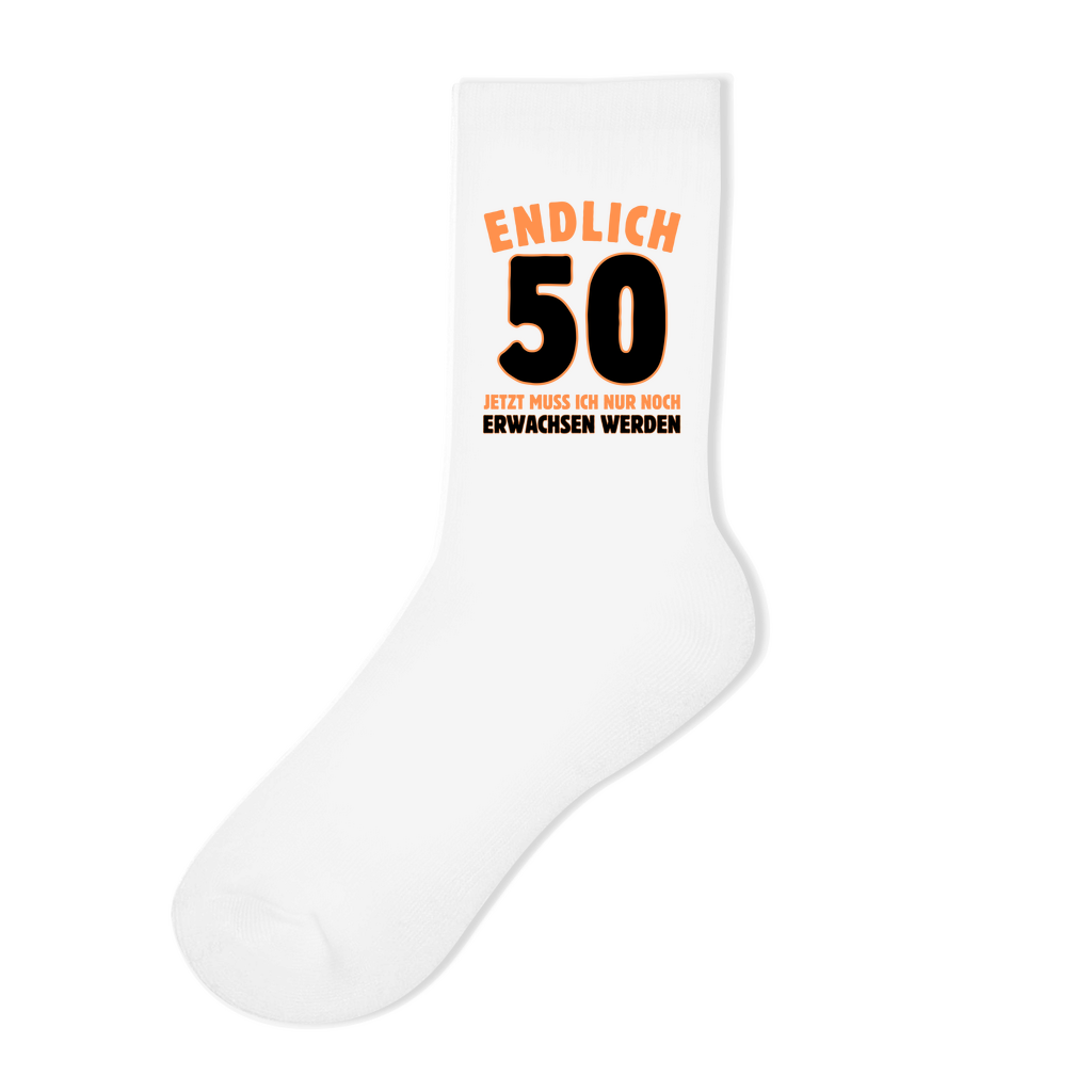 Socken "Endlich 50" (Orangenes Motiv)