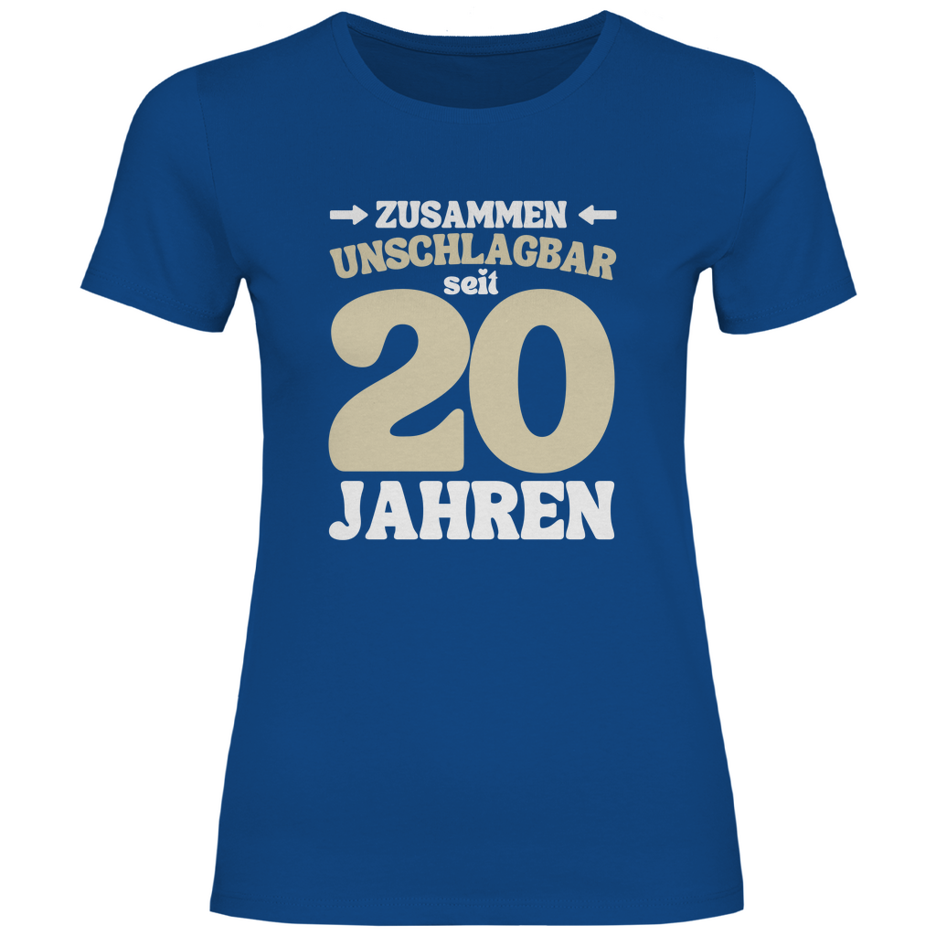 Damen T-Shirt "Zusammen unschlagbar seit 20 Jahren" blau