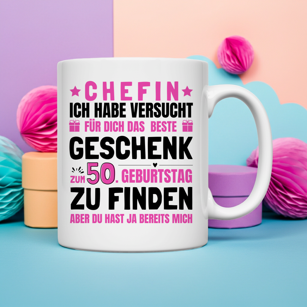 Tasse "Chefin - Das beste Geschenk zum 50. Geburtstag"