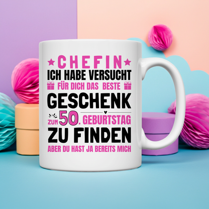 Tasse "Chefin - Das beste Geschenk zum 50. Geburtstag"