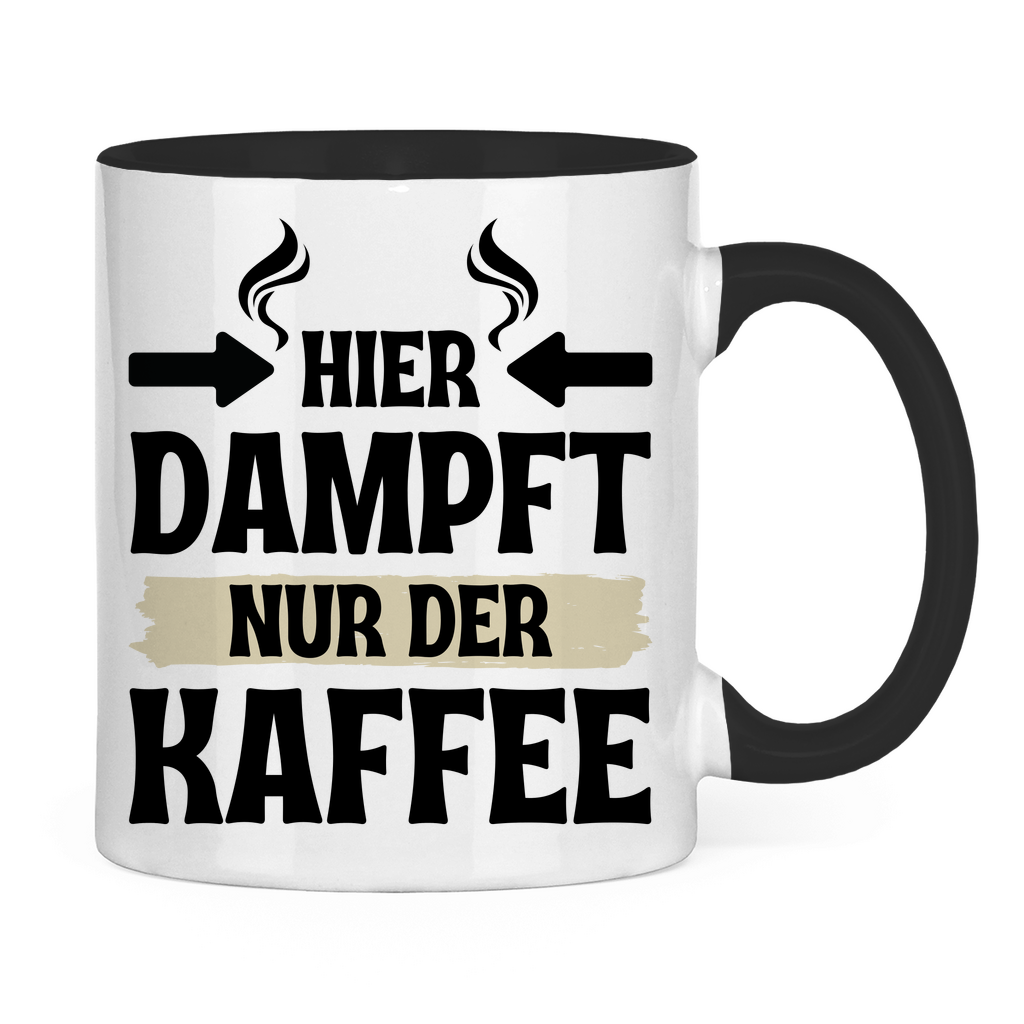 Zweifarbige Tasse "Hier dampft nur der Kaffee" (Nichtraucher)