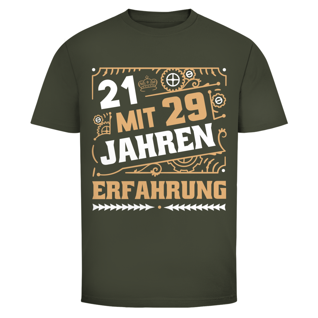 Herren T-Shirt "21 mit 29 Jahren Erfahrung" khakigrün