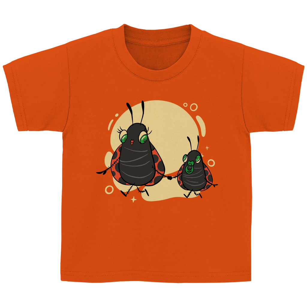 Kinder Basic T-Shirt "Marienkäfer Mama und Kind" orange