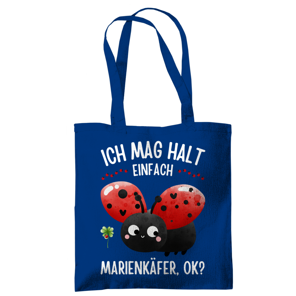 Tragetasche "Ich mag halt einfach Marienkäfer, ok?" blau