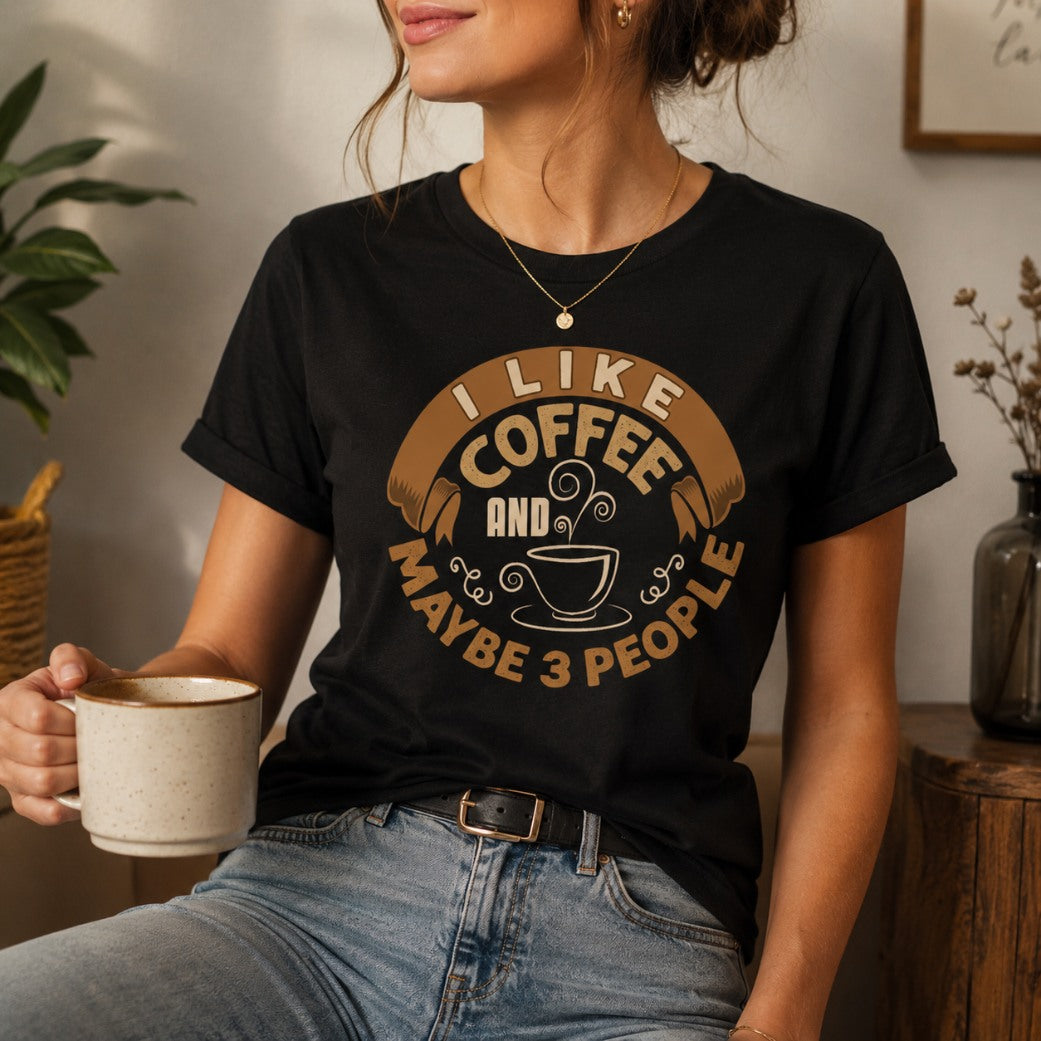Frauen T-Shirt "I like coffee and maybe 3 people"