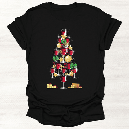 Frauen T-Shirt "Wein Weihnachtsbaum"
