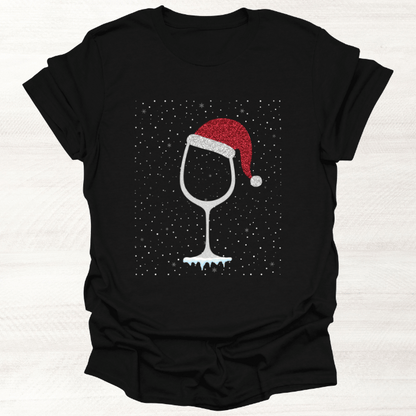 Frauen T-Shirt "Weinglas mit Weihnachtsmütze"