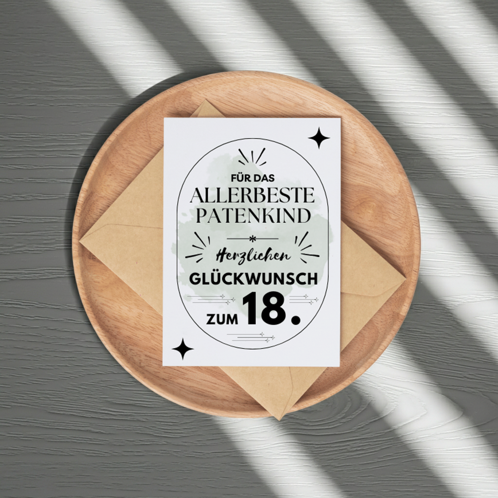 Geburtstagskarte Patenkind 18. Geburtstag