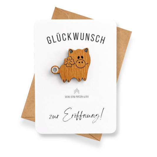 Glückwunschkarte mit Glücksbringer "Eröffnung"