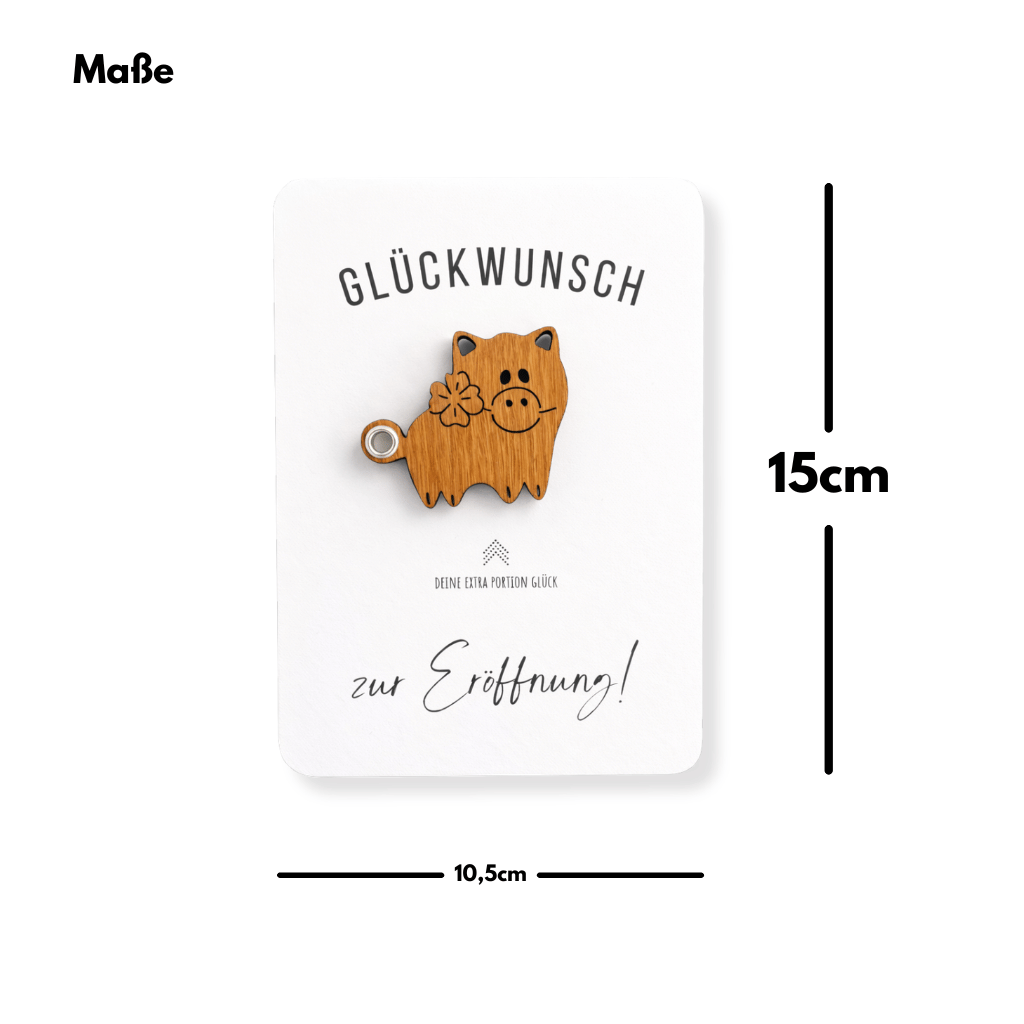 Glückwunschkarte mit Glücksbringer "Eröffnung" Maße