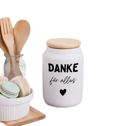 Keksdose mit Holzdeckel "Danke für alles"