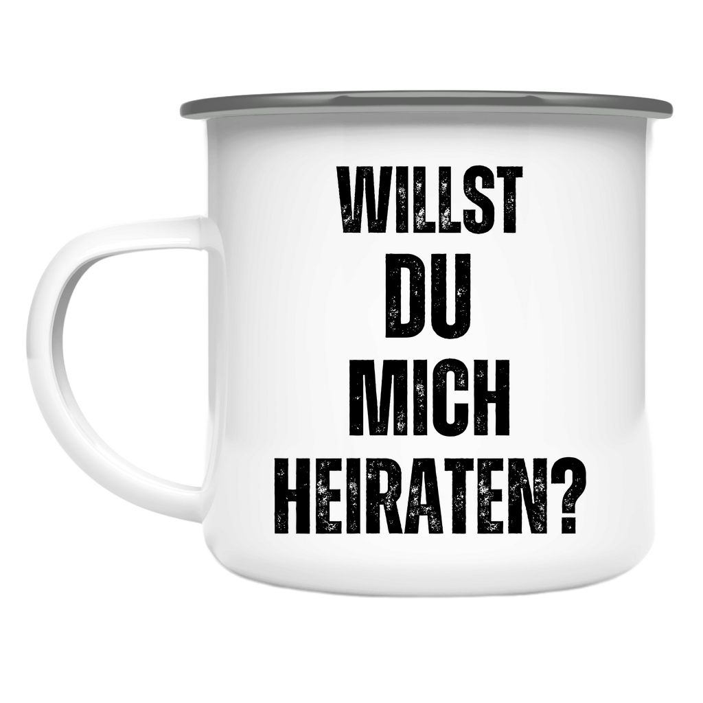 Emaille Tasse "Willst du mich heiraten?"