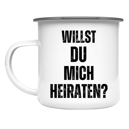 Emaille Tasse "Willst du mich heiraten?"