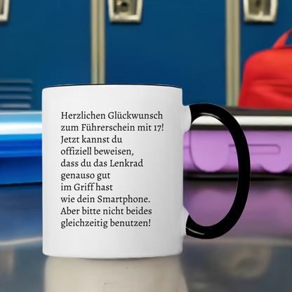 Tasse "Herzlichen Glückwunsch zum Führerschein mit 17!"
