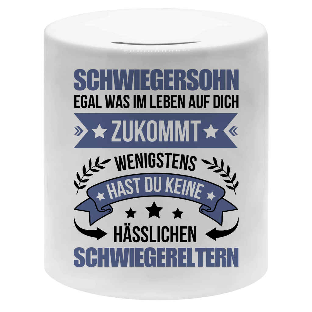 Spardose "Schwiegersohn - Egal was im Leben auf dich zukommt"