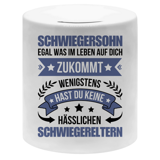 Spardose "Schwiegersohn - Egal was im Leben auf dich zukommt"