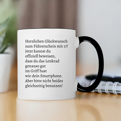 Tasse "Herzlichen Glückwunsch zum Führerschein mit 17!"