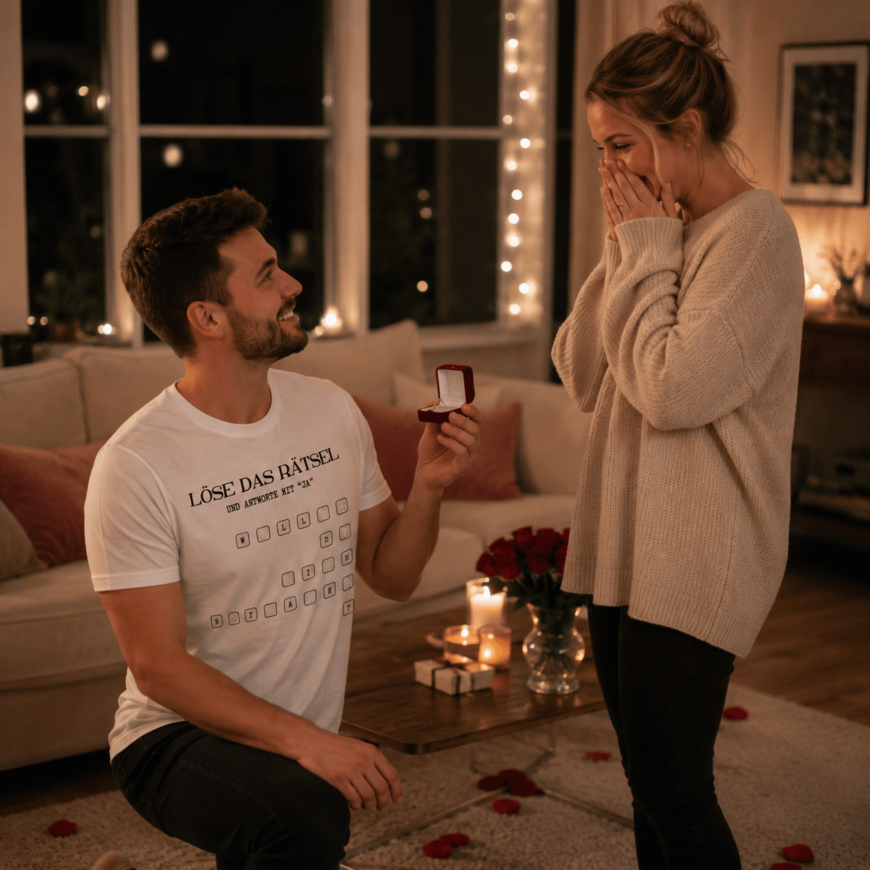 Herren T-Shirt "Willst du mich heiraten?" (Rätsel)