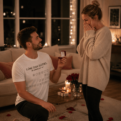 Herren T-Shirt "Willst du mich heiraten?" (Rätsel)