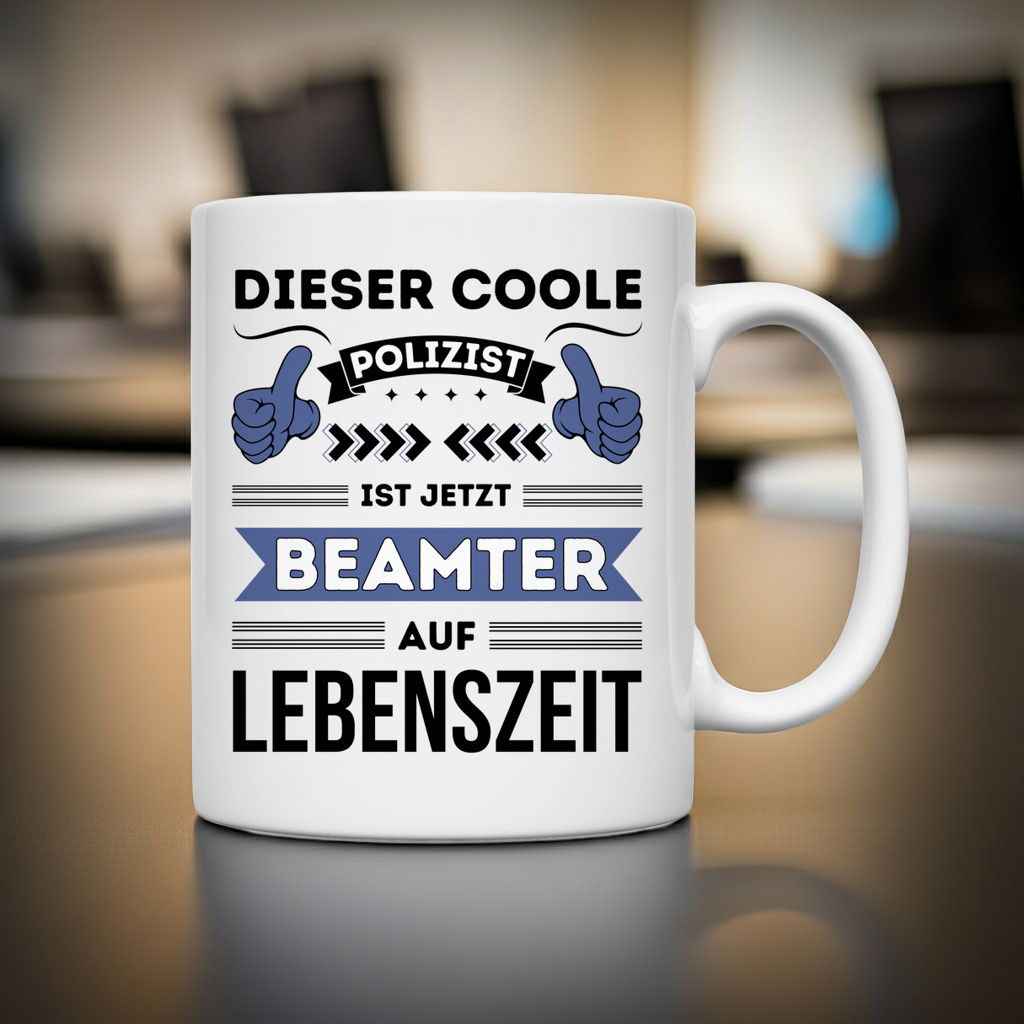 Tasse "Dieser coole Polizist ist jetzt Beamter auf Lebenszeit"