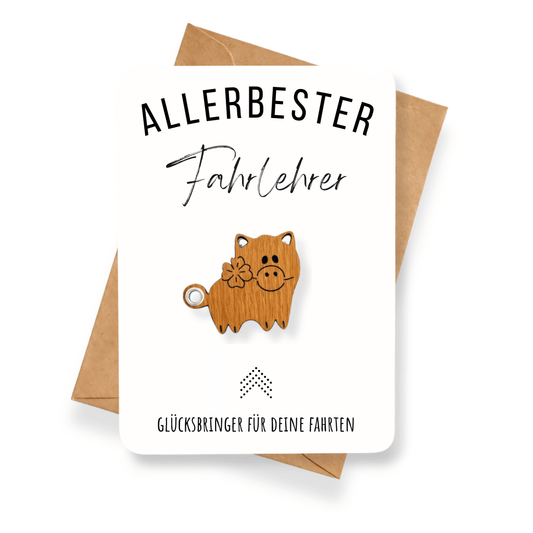 Karte mit Glücksbringer "Fahrlehrer"