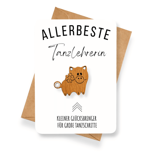 Karte mit Glücksbringer "Allerbeste Tanzlehrerin"